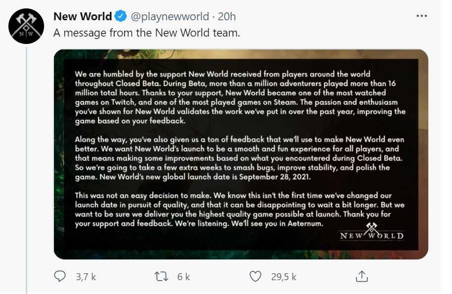 tweet new world report