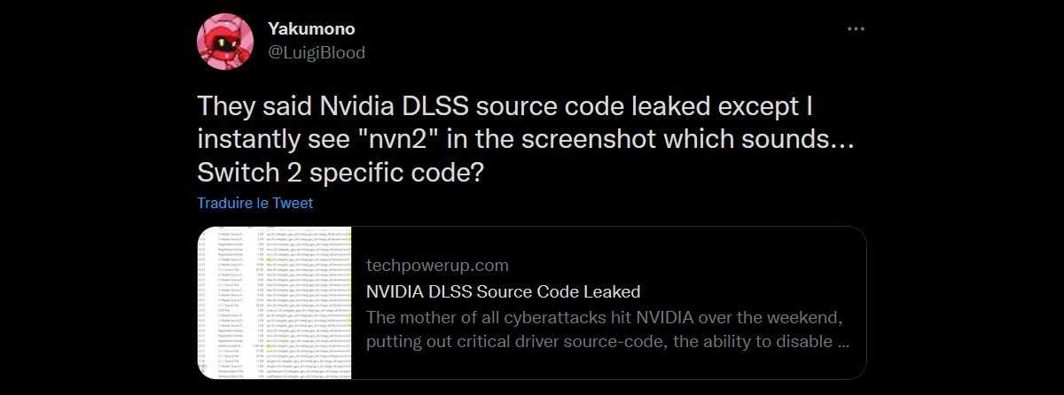 tweet piratage nvidia nintendo switch 2