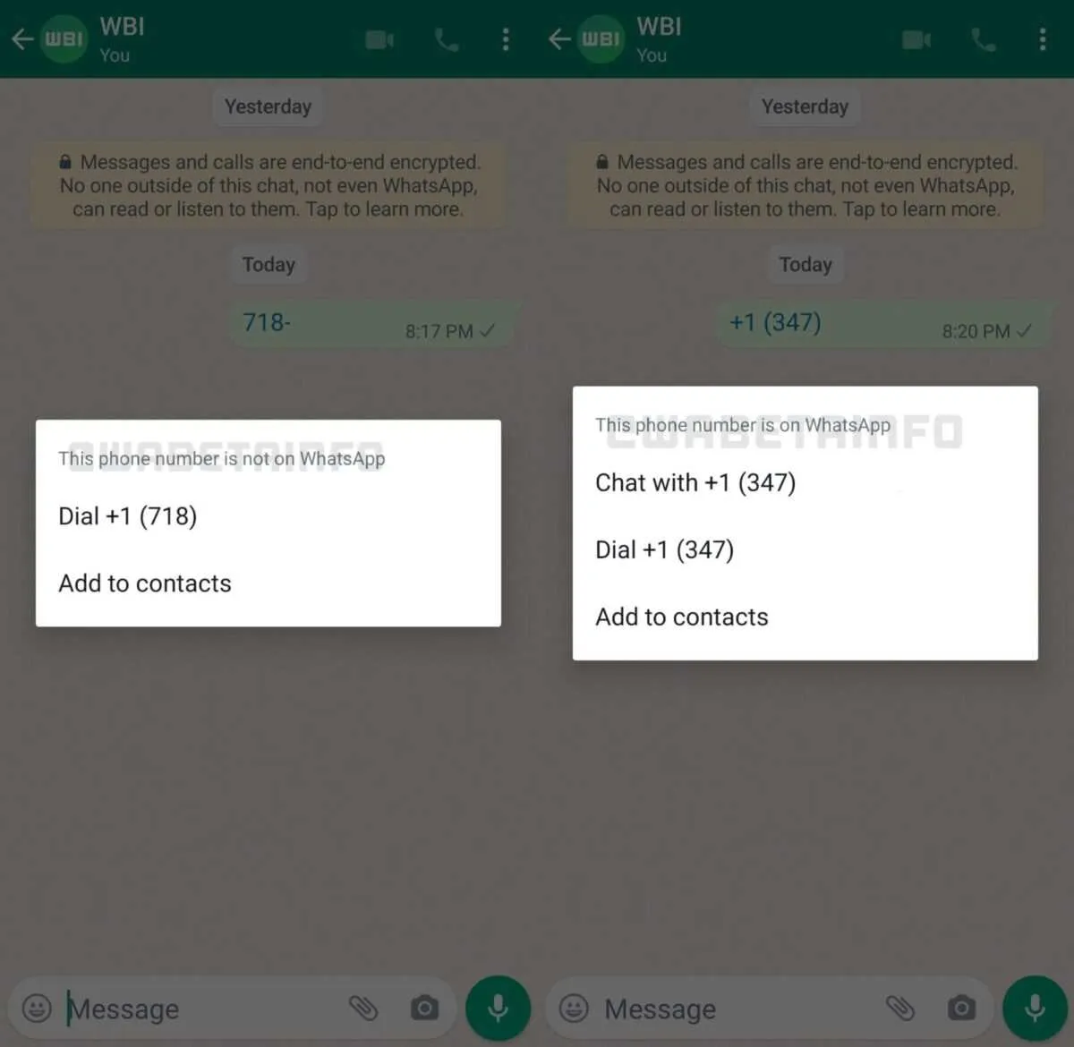 WhatsApp semplificherà l'interazione con un numero non registrato 11 whatsapp contact