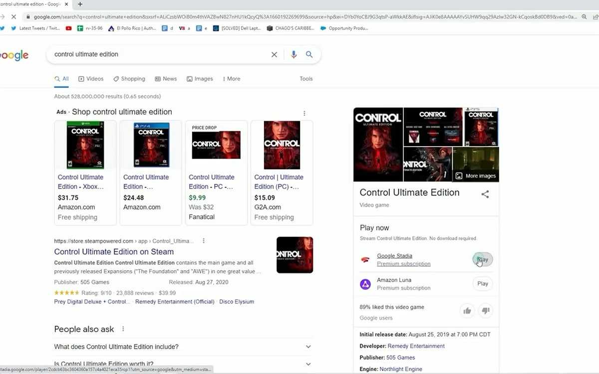 control Google search