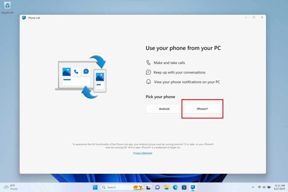 phone link ios get started