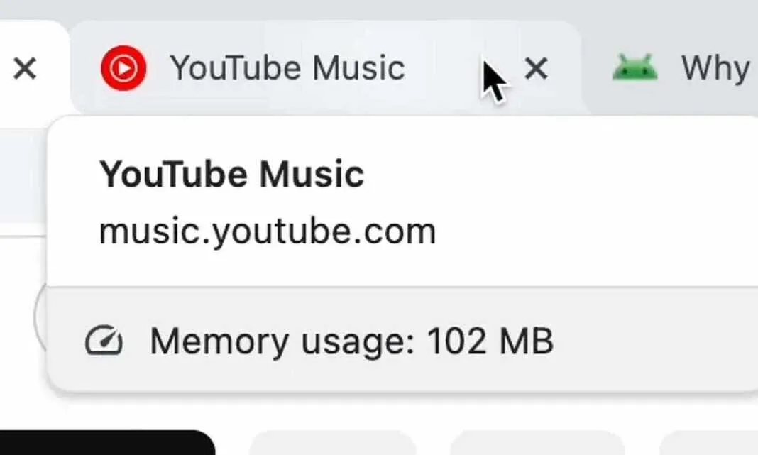 Google Chrome mostra la quantità di RAM utilizzata da ciascuna scheda separatamente 13 Google Chrome Μνήμη RAM