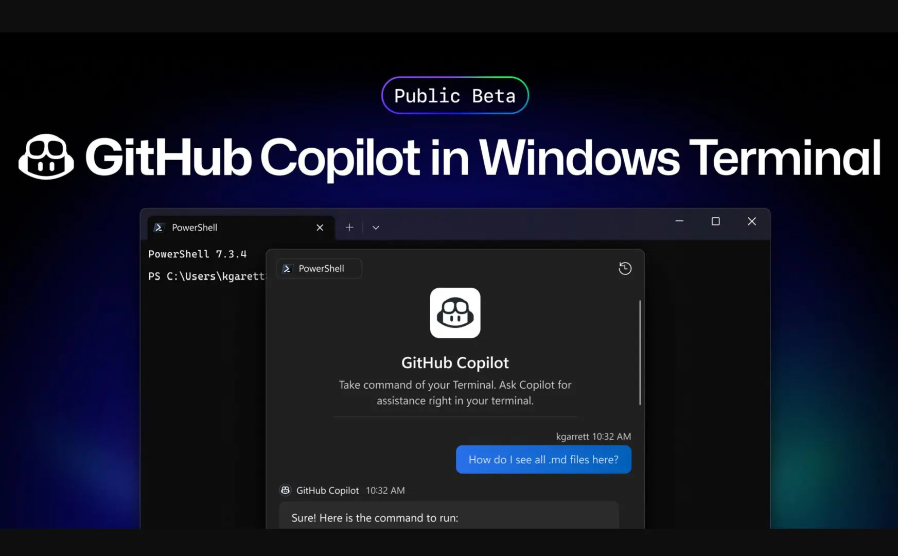 github copilot windows terminal