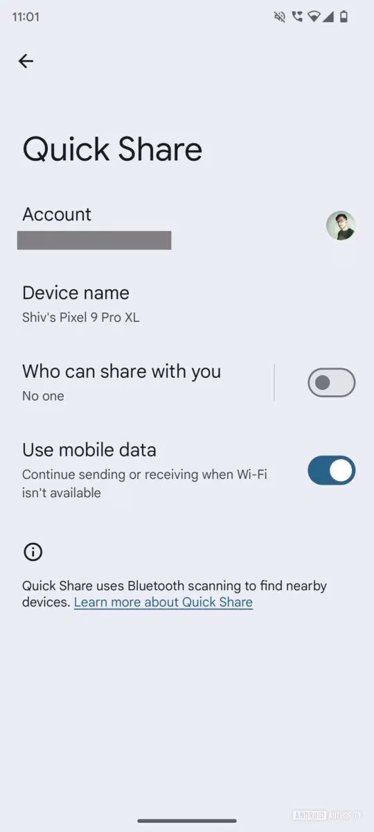 google play serivces quick share use mobile data