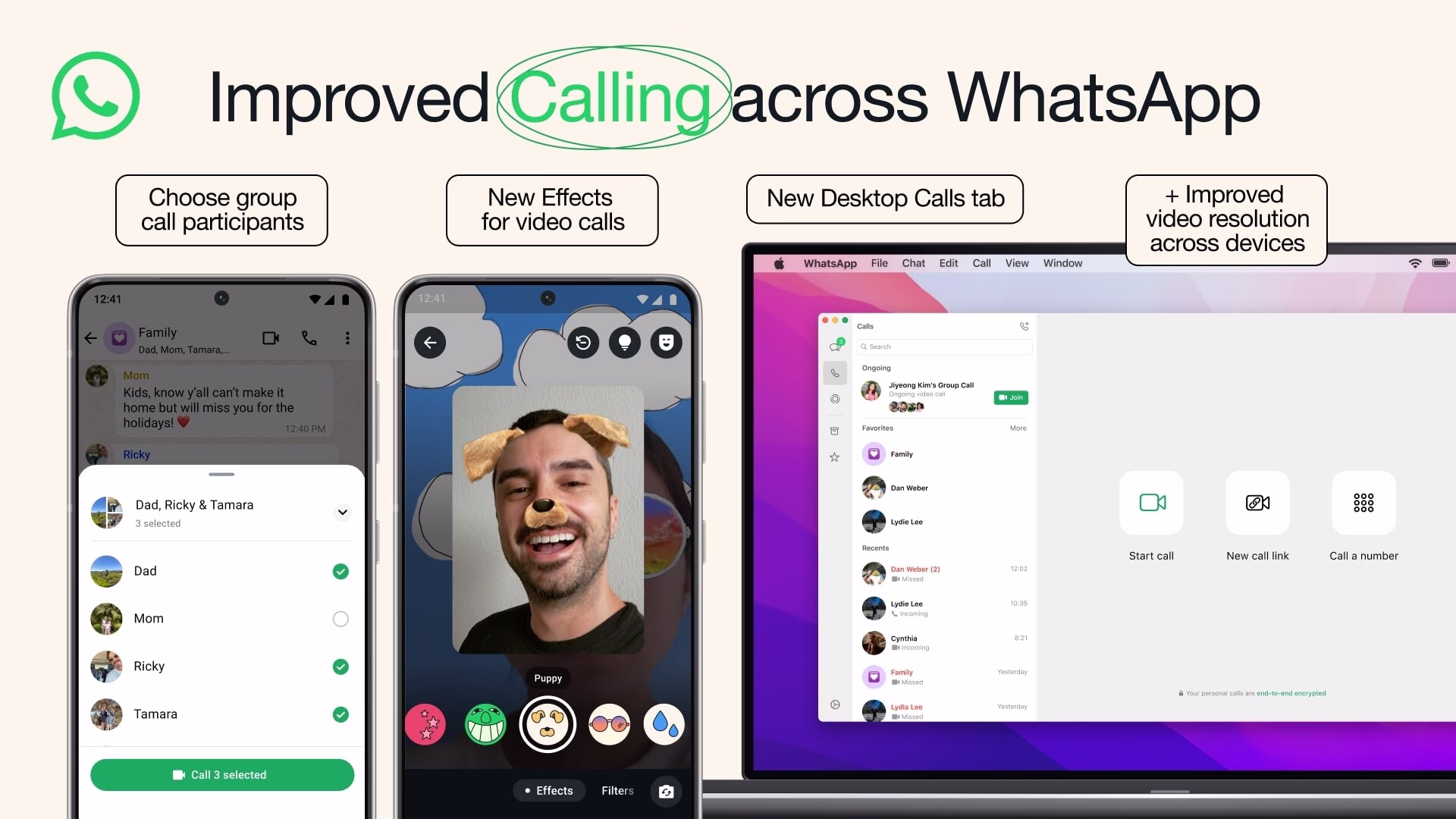 WhatsApp su desktop e dispositivi mobili offre chiamate di gruppo selettive, effetti per videochiamate e altro ancora 11 whatsapp new update