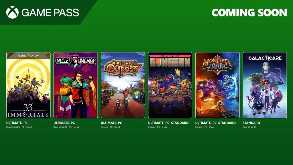 33 Immortals, Enter the Gungeon, Monster Train e altri titoli disponibili su Game Pass 11 xbox gamepass announcement 16x9 1