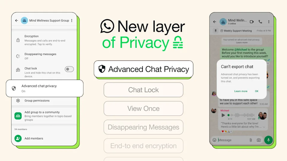 WhatsApp introduce una funzionalità che impedisce ai partecipanti alla chat di condividere contenuti 10 advanced chat privacy whatsapp