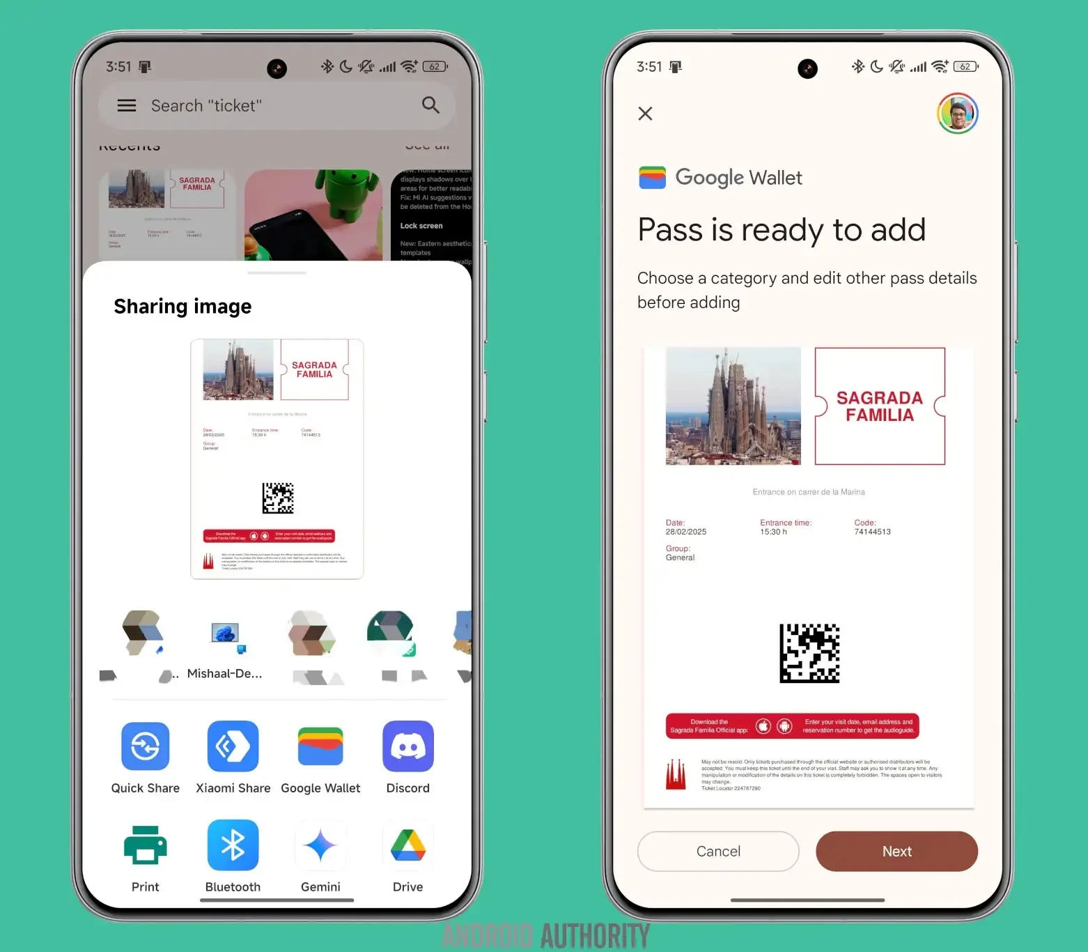 google wallet carte personnalisee menu partage