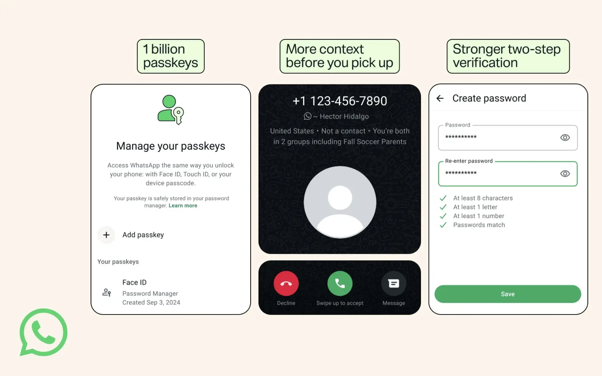 Meta potenzia la sicurezza di WhatsApp: arrivano nuove passkey, verificate avanzate e protezione dalle chiamate anonime